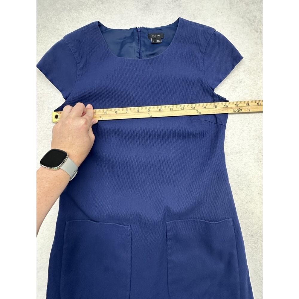 THEORY Womens 4 Navy Dress Career Classic A Line Crewneck Knit Stretch See Descr - Picture 4 of 10
